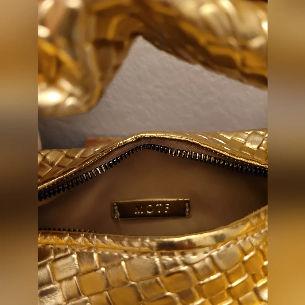 Gold Textured Hobo Bag